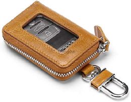 Car Key BAKUN Premium Mini Leather Car Key Case Car Smart Key Chain Holder Wallet Zipper Bag for Remote Key Fob C230912