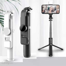 Selfie Monopods Selfie Monopods 2022 Bluetooth Selfie Stick Remote Control IN 1 Light Handphone Photo Camera Self-Timer Artifact Rod L230912