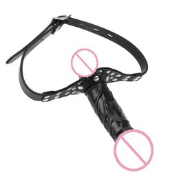 Massage Items upgrade Realistic Penis Dildo Head Strap on Sexy Toys for Couples Adult Games Mouth Gag Double Dildos Bandage252L