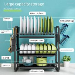 Kitchen Storage Organiser 3 Tiers Dish Drainer Dryer Stainless Steel Drying Rack Bowl Draining Shelf Tray Holder