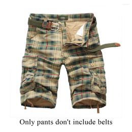 Men's Shorts Plus Size Medium Pants Retro Plaid Multi Pockets Military Comfortable Outdoor Sports Beach Loose Cargo