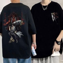 Men's T Shirts Anime Bleach Zaraki Kenpachi Print Fashion Streetwear Male Manga Casual Tshirt Unisex Pure Cotton Short Sleeve