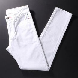 Men's Jeans European Vintage Fashion Men High Quality White Elastic Slim Fit Retro Designer Hip Hop Denim Punk Pencil Pants255K