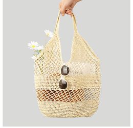 Cosmetic Bags Cases 2023 Big Shopper Purses Casual Hollow Straw Women Shoulder Paper Woven Lady Handbags Handmade Summer Beach Large Tote Bag 230912