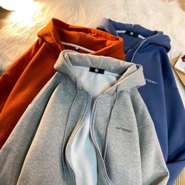 Women's Hoodies Casual Women Winter Thick Loose Fashion Letter Hooded Zipper Up Sweatshirt Simple Pocket Long Sleeve Ladies Tops