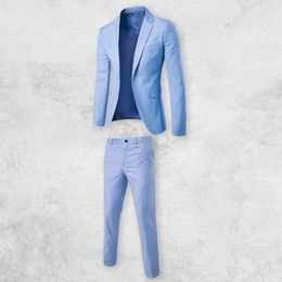 Men's Suits 1 Set Women Blazer Pants Solid Colour Single-breasted Spring Autumn Slim Fit Buttons Formal Suit For Wedding Men
