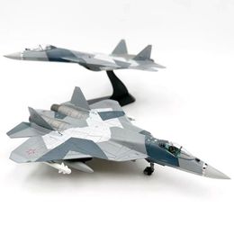 Diecast Model 1 100 Russian Su 57 Stealth aircraft Snow Geometry Split Camouflage Magazine Mode Exchange Display or Gift 230912