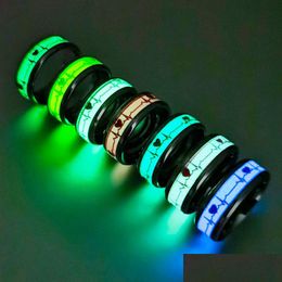 Band Rings New Glow In The Dark Band Ring Magic Luminous Finger Rings Jewelry For Lovers Gift Drop Delivery Dhoun
