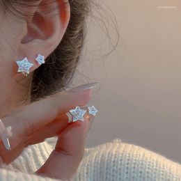 Stud Earrings Gothic Small Star Cute Silver Colour Zircon Geometric Sweet Cool Style Earring Korean Punk Y2K Jewellery 2023