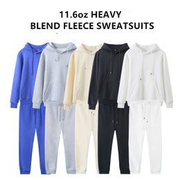 Wholesale 11.6 oz Heavy Blend Fleece Blank Plain Sweatsuit Loose Hoodie Tracksuit Sweatpants Sweater Sweatshirts Autumn Winter Pullover Tops Bottoms