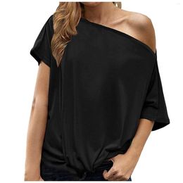 Women's Tanks Off Shoulder Tops Summer Casual Short Sleevetwist Knot T Shirts Top Women Fashion Blouse 2023 Shirt For Y2k