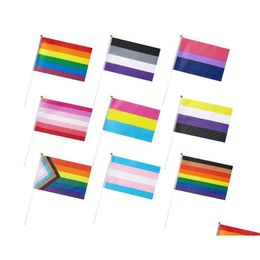 Banner Flags Rainbow Gay Mini Hand Held Stick Flag Festival Party Parades Decorations Drop Delivery Home Garden Festive Supplies Dhy4Z