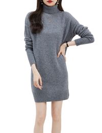 Urban Sexy Dresses EU Size Women's Turtleneck Sweater 100 Merino Wool Vintage Dress 2023 Fall Winter Warm Long Sleeve Knitted Mini Skirts 230911