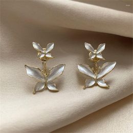 Stud Earrings 925 Silver Needle Gold Colour Butterfly For Women Elegant Fashion Jewellery Pendientes Brincos E506