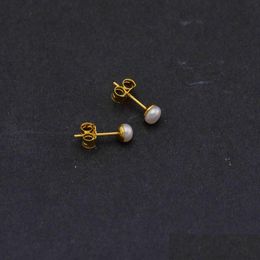Stud Top Quality 4-5Mm Fresh Water Pearl Studs 100% Genuine 925 Sterling Sier Earrings For Woman 8 Colours 5Pcs A Lot Drop Del Dhgarden Dhml1