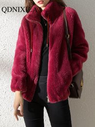 Women's Hoodies Sweatshirts Winter Coat Women's Short Small Thickened Coat Women's Short Stand Collar Fashion Double-sided Velvet Coat Fur Coat Women 230911