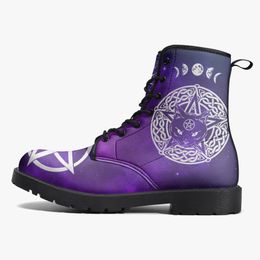 DIY Classic Martin Boots men women shoes Customised pattern fashion purple cool Versatile Elevated Casual Boots 35-48 73695