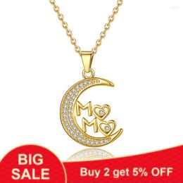 Pendant Necklaces High Quality Mother's Day Jewellery Fashion Moon Shaped Letter MAMA Classic Party Birthday Gifts