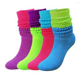 Women Socks Men's And Women's Mid Length 8 PAIRS Autumn Winter Japanese Stacked Slouch Contrast Color Loose