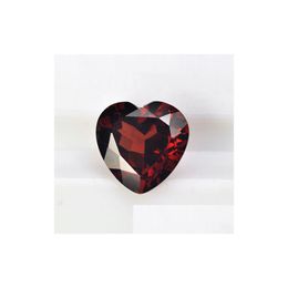 Loose Gemstones 10Pcs/Lot Heart Shape Hine Cut Facet 7X7-10X10Mm Chinese Wholesale Natural Garnet Crystal Gemstone For Jewel Dhgarden Dhge1