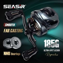 Fly Fishing Reels2 SEASIR REPEATER 185g ULight Baitcasting Reel Carbon Rocker Grip Brass Main Gear Pinion Coil 230912