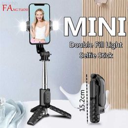 Selfie Monopods Selfie Monopods FANGTUOSI Mini Wireless bluetooth selfie stick 2022 New style Foldable mini with Light For Android L230912