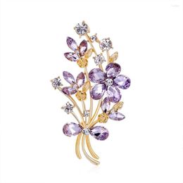 Brooches Lucky Crystal For Women Pin Fashion Flower Brooch Four Seasons DIY Bouquet Jewellery High Quality