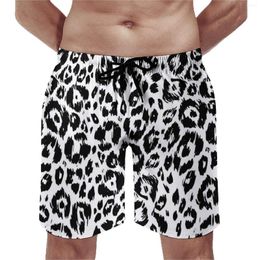Men's Shorts Grey Leopard Board Males Chic Trendy Print Short Quality Leisure Swim Trunks Plus Size