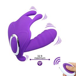 buterfly wearable rabbit wireless remote control s for women panty vibrator Female Masturbator Erotic Sex Toys281M