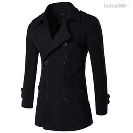 Men's Trench Coats Men British Style Double Breasted Top Long Masculino Male Classic Drop Overcoat