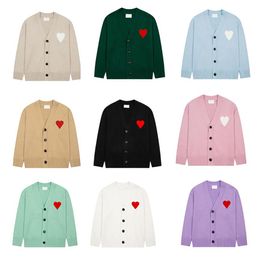 2022 new Amies love embroidery cardigan V-neck sweater men and women loose all-match lazy wind wool knitted jacket size s-xl262H