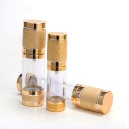 Gold Cosmetic Airless Bottle 15ml 30ml Portable Refillable Pump Dispenser Bottles For Lotion Cosmetics Container Pink Vkgim