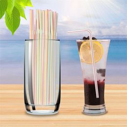 Disposable Cups Straws 100/300Pcs Multicolor Plastic Kitchen Beverage Rietjes Drinking Straw Cocktail Wedding Party Accessories