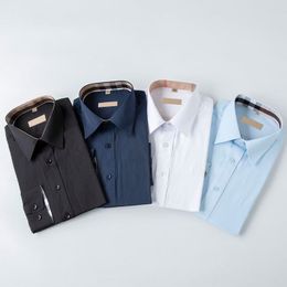 Designer Polo Shirt mens dress shirt, business casual long sleeved shirt classic spring and autumn slim fitting elastic collar elastic solid Colour mens shirt