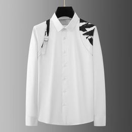 مصمم قميص البولو قميص فستان قميص عرضي قميص قميص قميص حرير طويل الأكمام بدلة عمل غير رسمية منقوشة للرجال الآسيوي Szie XXL 3XL 4XL