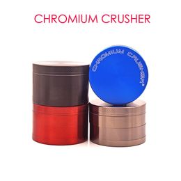 Wholesale 4layer 40mm Metal Grinder Zinc Alloy CHROMIUM CRUSHER Herb Grinders smoking Accessory cnc teeth Philtre net dry meatal herb tobacco grinder