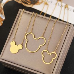 Stainless Steel Necklaces Cute Cartoon Mouse Pendants Chains Choker Fashion Necklace For Women Jewelry Party Childs Kids Gifts