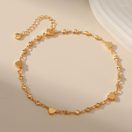 Anklets Love Heart Design Sweet Easy To Match Ankles For Women 18k Gold Color Link Chain Adjustable Size Birthday Gift Girls