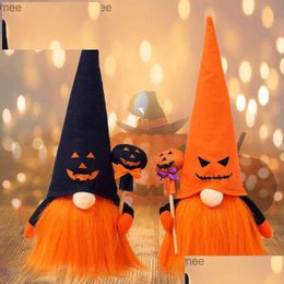 Other Festive Party Supplies Halloween Decorations Pumpkin Plush Luminous Dolls Faceless Dwarf Beard Doll Ornaments Atmosphere Props C Dh50F