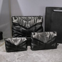 Дизайнерские сумки на ремне Cassandre Matelasse из натуральной кожи. Пышные сумки. Большая сумка. Женская мода. Полный черный Y-образный клапан. Цепочки через плечо. Сумки-кошельки.