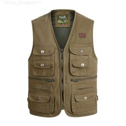 Men's Vests Large Size XL-4XL Tactical Masculine Waistcoat Male Multi Pocket Unloading Sleeveless Vest Photographer Reporter Summer Jacket L230912