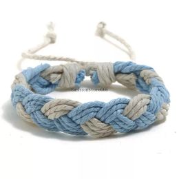 Hemp Rope Weave Braid Bracelet Handmade Contrast Color Adjustable Bracelets Bangle Cuff for Women Men Fashion Jewelry