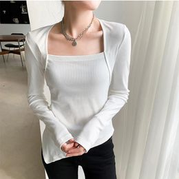 Women's T Shirts GGRIGHT Korean Fashion Clothes Sexy Square Collar Asymmetrical Female Slim Casual Long Seleeve Tshirts 2023 Autumn Tops