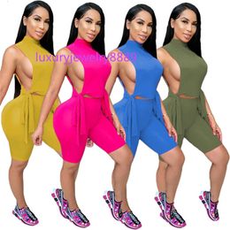 Womens Tracksuits Sleeveless Outfits Two Pieces Set Top Shorts Sportswear Ladies New Fashion Pants Set New Type Hot Selling klw6114