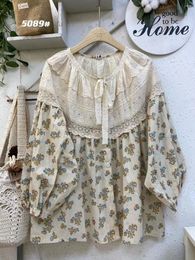 Women's Blouses Autumn Embroidery Lace Floral Cotton And Linen Shirt Loose Top