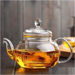 Coffee Tea Sets 1Pc Practical Resistant Bottle Cup Glass Teapot With Infuser Leaf Herbal 400Ml Drop Delivery Home Garden Kitchen D Otnpf