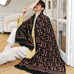 30% OFF scarf Autumn Winter Classic F-Letter Cashmere Jacquard Thick Scarf for Women's Light Luxury Feeling Versatile Neck and Warm Big Shawl