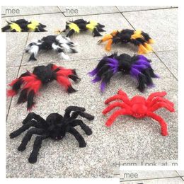 Other Festive Party Supplies Halloween Decoration Plush Spider Large Size Coloured Spiders Props Funny Toy For Bar Ktv Z230814 Drop Del Dhgf8