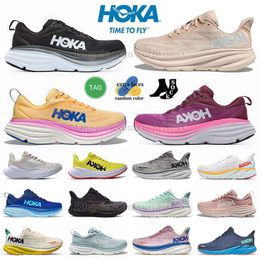 Authentic Hokas One One Run Shoe Bondi 8 Clifton 8 9 Impala Cyclamen Shifting Sand Black White Mens Women Sneaker Walking Shoe Platform Traines Big Size US 12 13 EUR 46 47