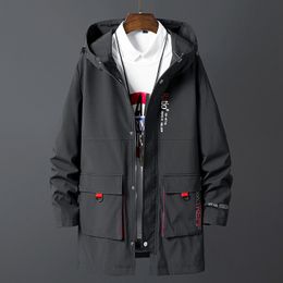 Men' Blends Korea Fashion Oversize 7XL 8XL 2023 Casual Black Windbreaker Jackets Long Trench Coat For Spring Autumn Winter Clothes 230912